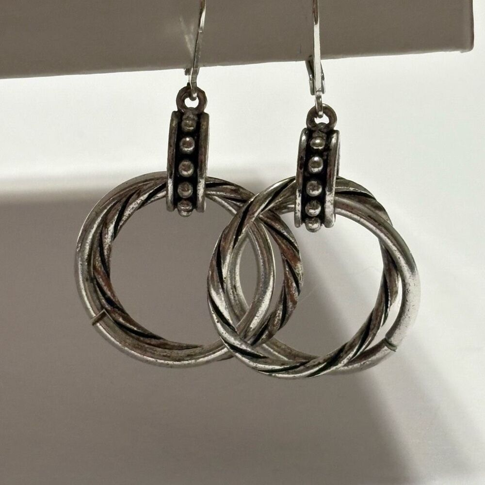 Women’s Silver Dangle Circular Hoop Earrings